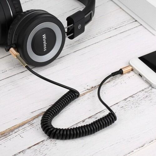 3.5mm Jack To Jack AUX Cable Headphone Beats Speaker for IPhone Car Male To Male AUX Cord Spring Cable