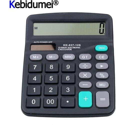 Kebidumei 12 Digits Solar Calculator 2 in 1 Powered Electronic Calculator Office Calculator Commercial Tool Battery or Solar