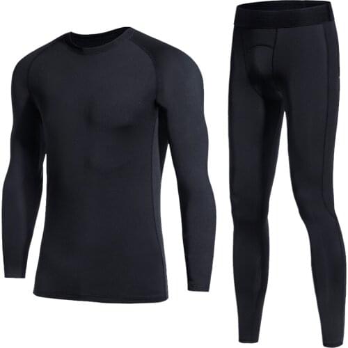 Polyester Mens Sets Quick Drying Tight Underwear Gym Tracksuit Round Neck Compression Work Out yoga Jogging Training Clothing
