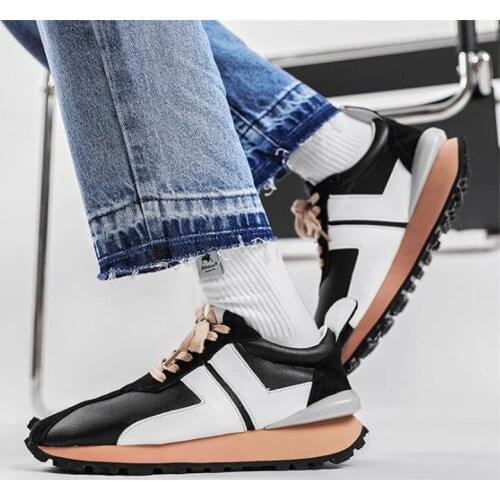 Fashion Men Genuine Leather Sport Shoes Lac-up Mens Platform Sneakers Breathable Running Shoes Male Tenis Zapatillas Hombre