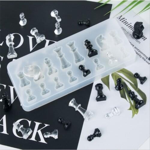LOVE'N OEM LV0858C Crystal Craft Epoxy Resin Molding PREORDER Chess Set of 6 Silicone Mold for resinart