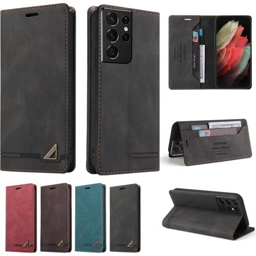 Magnetic Flip Leather case For Samsung Galaxy Note20 S21 S20 FE Ultra S10 S9 S8 Note 20 10 9 8 Plus A6 A7 A8 2018 Wallet Cover