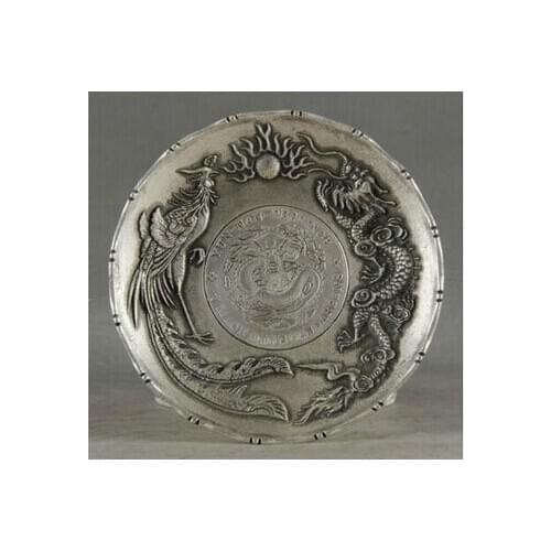 Copper Brass CHINESE crafts decor Asian branco Cobre prata lojas de Requintado Velho Decorado Handwork Tibetano Silver Dragon