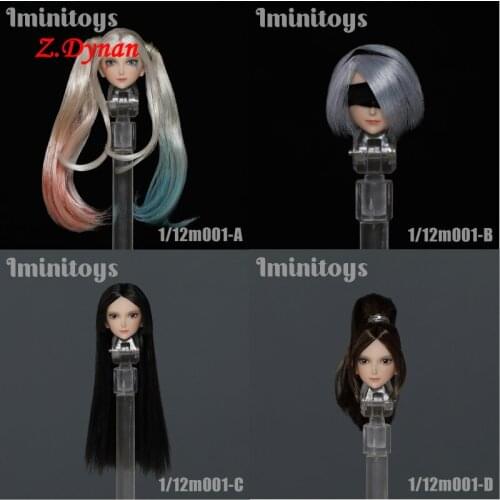 Iminitoys 1/12 M001 Cute Girl Head Sculpt 2b Head Female Joker Clawn Head Carving for 6 Inches TBLeague Phicen Action Figures