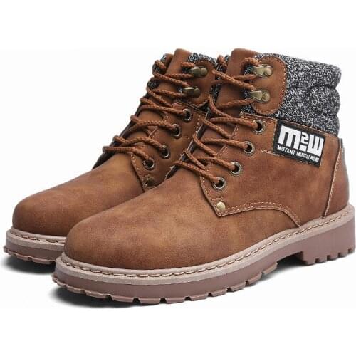 Fashion Mens Casual Shoes Martins Ankle Boots Work Shoes High-top Hiking Shoes 2019 Warm Snow Masculine Boots R2-45