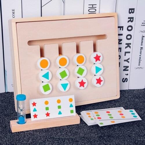 Montessori Toy Colors Shapes Double Sided Matching Game Logical Reasoning Training Kids Educational Toys Children Wooden Toy