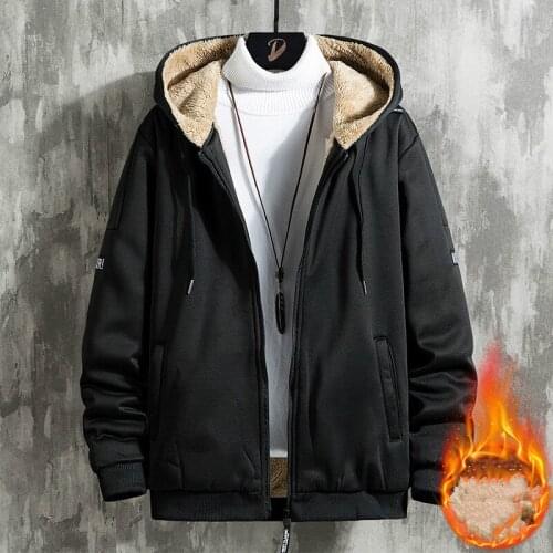 2020 New Winter Mens Hoodie Thick Fleece Hoodies Men Fashion Warm Hooded Sweatshirt Male Solid Casual Cardigan Coats