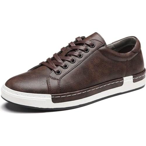 Men Sneakers Black Brown Lace Up Flats Male Casual Shoes Men Winter Footwear PU Leather Loafers Plus Size Chaussure Homme CR-73