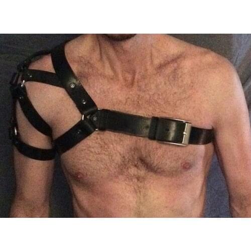 Men Bdsm Bondage Lingerie Harness Costumes Cosplay Rivet Belts Adjustable Gothic Leather Tops Body Chest Crop Top Club Male