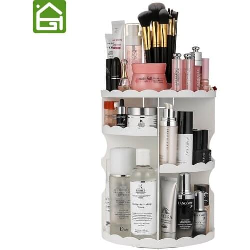 Extra Large Capacity 360 Degree Rotating Makeup Organizer Adjustable Multi-Function Cosmetics Storage Box