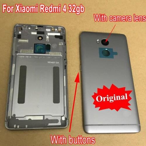 Original Rear Back Housing for XIAOMI Redmi 4 Prime 32GB Back Cover Battery Door For Redmi 4 Pro With Door Volume Power Button