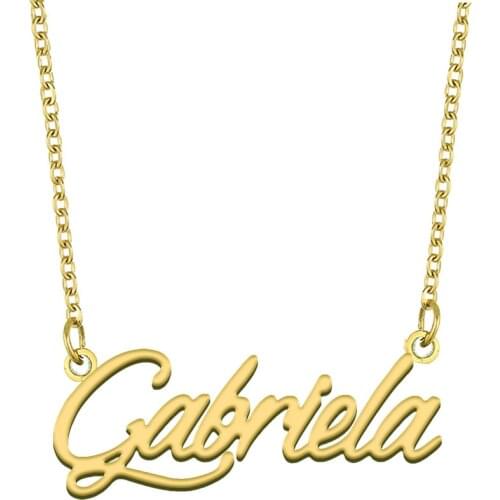 Gabriela Name Necklace for Women Stainless Steel Jewelry 18k Gold Plated Nameplate Pendant Femme Mother Girlfriend Gift