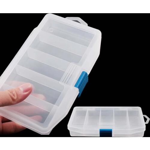 High Quality 5 Compartments Transparent Visible Plastic Fishing Tackle Box Fishing Lure Storage Box Case Fish Tool