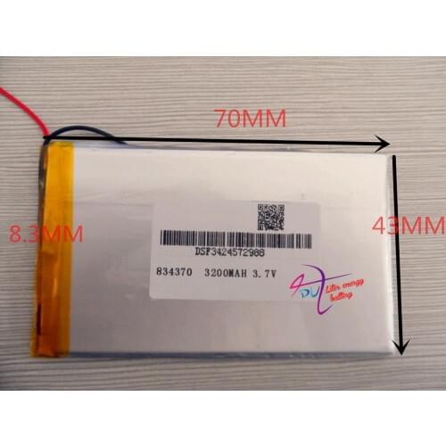 Size 834370 3.7V 3200mah tablet battery with Protection Board For PDA Tablet PCs Digital Products Fr