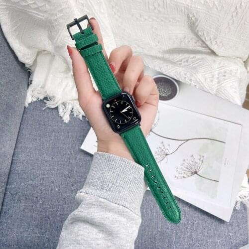 High-Quality Leather Strap for iWatch 38mm 42mm Series se 6 5 4 3 2 1 Single Tour Band for Apple Watch 40mm 44mm Bracelet Correa