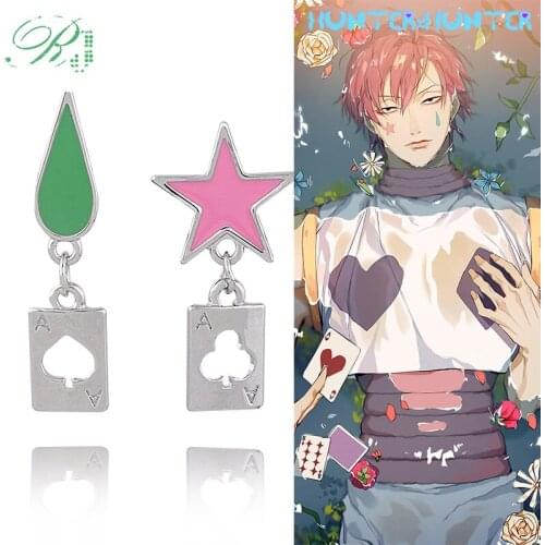 RJ Hunter×hunter Poker Hisoka Stud Oorbellen Poker Joker Hanger Oorbel Man Vrouwen Cospaly Sieraden Accessoires Halloween Gift