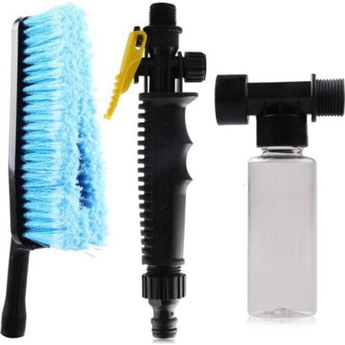 Blue Car Wash Brush Retractable Long Handle Water Flow Detector Foam Bottle Cleaning Car Cleaning Brush Tools