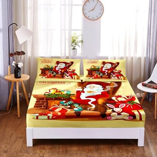 Snow House 3pc Polyester Solid Fitted Sheet Mattress Cover Four Corners With Elastic Band Bed Sheet(2 pillowcases)