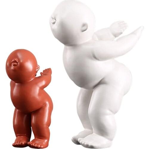 Resin Kids Sculpture Crafts Figurine Office Shelf Tabletop Collection Bookcase Decorative Ornaments