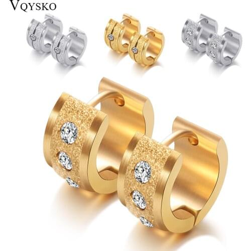 Factory Price Stainless Steel Wedding Earrings Pendientes Jewelry Small Round Hoop Women Crystal Earrings