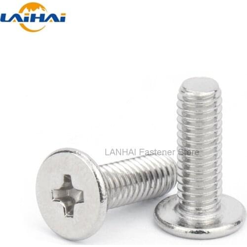 10/25pcs CM M1.4 M1.6 M2 M2.5 M3 M4 M5 M6 A2 304 Stainless Steel Cross Phillips Ultra Thin Super Low Flat Wafer Head Screw Bolt