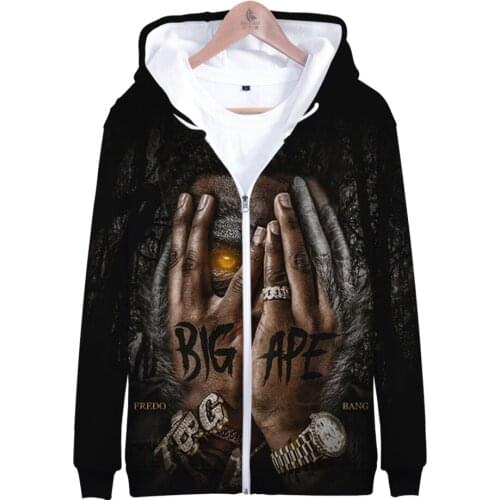 Fredo Bang 3D print autumn winter Holiday passionate style Men/Women Streetwear Style Zip HIP HOP hooded