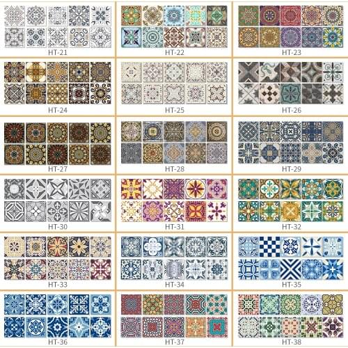 Tile Stickers Waterproof Kitchen Retro Moroccan Self Adhesive Bathroom Decal Vinyl Peel And Stick Wall Decoration Wallpaper
