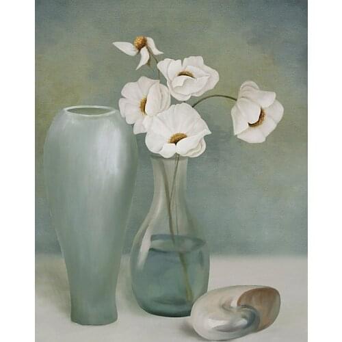 （Accept portrait customization）Artist perfect hand-painted art on canvas: Still life art vase, flower, shell art