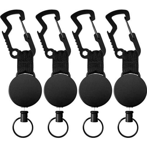 Retractable Keychain 60cm/24in Multitool Burglar Chain Key Holder Carabiner Clip Belt Key Ring Steel Wire Cord Tactical Keychain