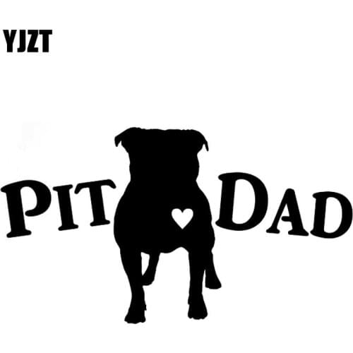 YJZT 15CM*8.4CM PIT DAD I LOVE MY DOG VINYL CAR DECAL STIKER Black/Silver C10-00285
