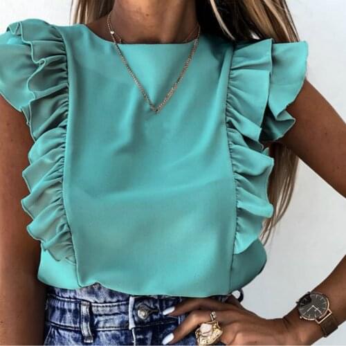Womens Ruffle T-Shirts Butterfly Short Sleeve Fashion Summer White T Shirt Ladies Fashion Casual Black Shirts Tee Tops Female
