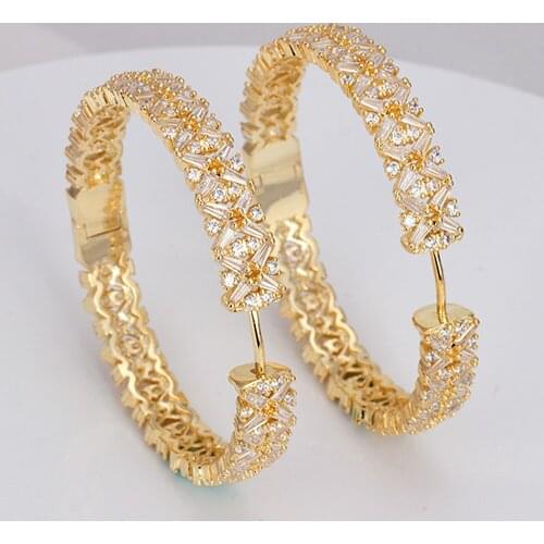 TIRIM Luxury Trendy Crystal Big Hoop Earrings For Women Cubic Zircon Banquet Nigeria Party Jewelry Wedding Prom Anniversary Gift