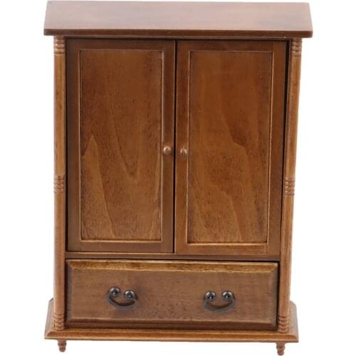 1:12 Vintage Wooden Wardrobe Model Furniture Toys Accessories Dolls House Miniature