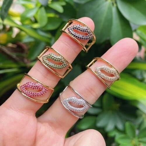 10PCS, New Creative Crystal Zircon Lip Mouth Ring Finger Knuckle Open Adjustable Ring
