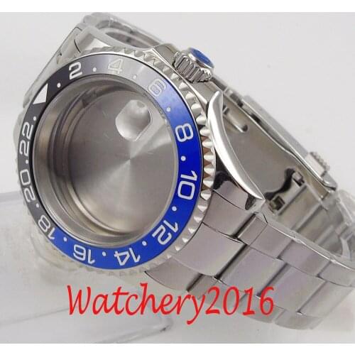 40mm Sapphire Glass Ceramic bezel Watch Case Fit ETA 2836 DG2813 3804 Miyota 8215 Movement