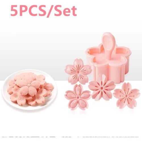 5pcs/set Sakura Cookie Biscuit Mold Cutter DIY Pastry Cherry Blossoms Fondant Sugarcraft Cake Decorating Tools Kitchen Bakeware