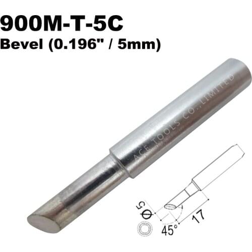 5 PCS Soldering Tip 900M-T-5C Bevel 5mm for Hakko 936 907 Milwaukee M12SI-0 Radio Shack 64-053 Yihua 936 X-Tronics 3020 Iron