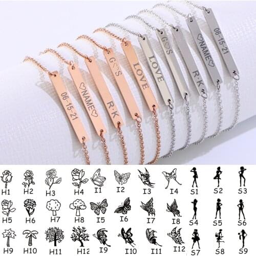 KOMi Polynesia Hawaii Samoa Custom Name Text Number Pattern Chain Bracelet Rectangular Small Pendant Ladies Men Gifts