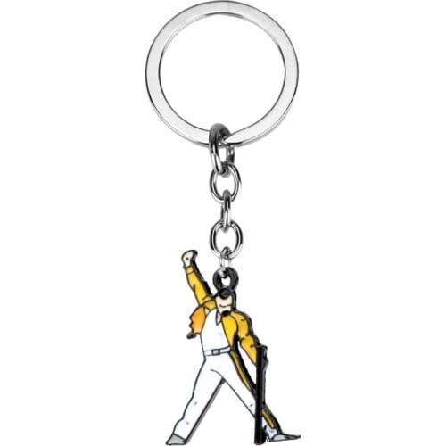 Queen Music Band Keychain Accessories Freddie Pendant Key Ring Fashion Key Chain for Women Ladies
