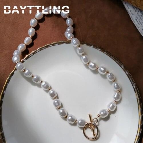 BAYTTLING 925 Sterling Silver Freshwater Pearl Chain Necklace For Woman Fashion Wedding Gift Jewelry