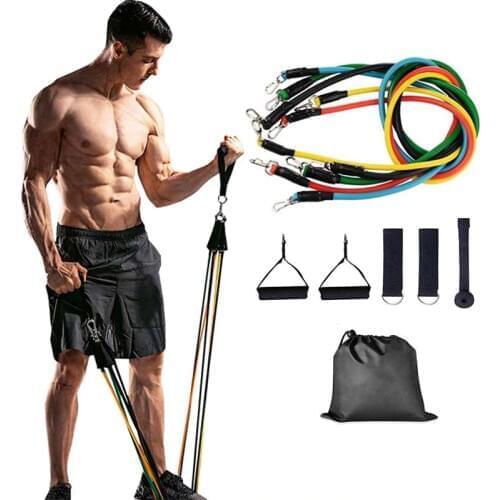 11PCS Latex Gym Fitness Resistance Bands Pull Rope Expander Fitness Equipment Elastic Bands for Fitness Exercise Drop Shipping