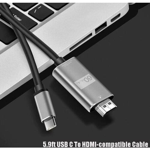 5.9ft USB C To HDMI-compatible Cable 4K 60Hz Type C to HDMI-compatible HD TV Adapter Converter for MacBook Samsung Huawei Xiaomi