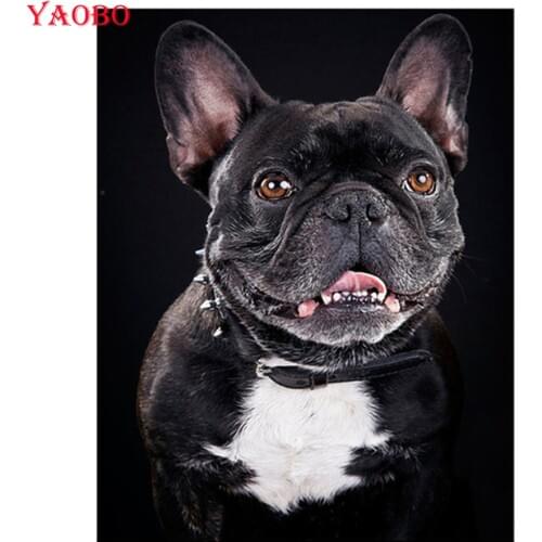 5D DIY Diamond Painting Black French Bulldog Patterns bead Embroidery Rhinestones Square/Round Diamond Mosaic animal Picture