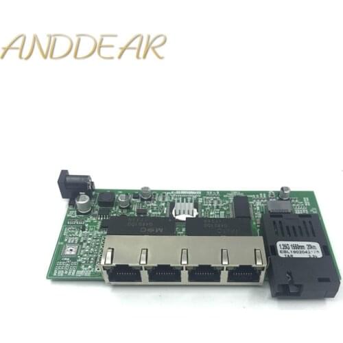 10/100/1000M Gigabit Ethernet switch Optical Media Converter Single Mode 4 RJ45 UTP and 1 SFP fiber Port Board PCB motherboard