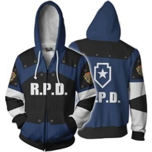 Cosplay Costume Residents RE 2 Hoodies Halloween Cosplay Leon Scott Kennedy Jacket Sweater ZipperPullover Sweatshirt Clothing