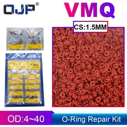 Red Silicon Rubber O-ring Silicone/VMQ thickness CS1.5mm multiple size repair kit combination O ring Seal Ring Gasket Washer
