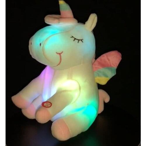25CM Network Red Rainbow Luminescence Unicorn Doll Lovely Lint Toys Children Accompany Sleep Doll Birthday Gift