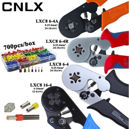 LXC8 10S 0.25-10mm2 23-7AWG LXC8 6-4/6-4A 0.25-6mm2 LXC8 16-4 crimping pliers electric tube terminals box mini brand clamp tools
