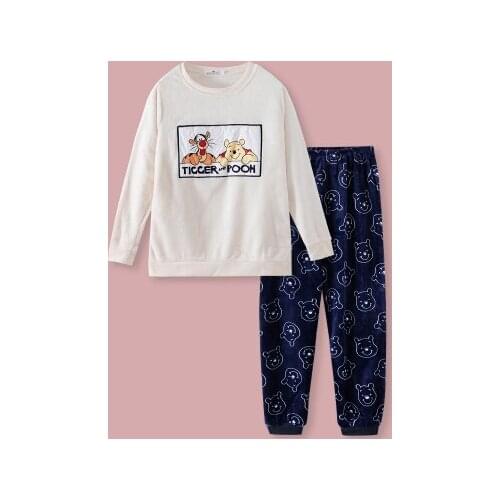 Disney Winnie Tigger Fashion Anime Figures Cartoon Products Cosplay Accessories Pajamas Sets Sleepwear Nightclothes Nightwear