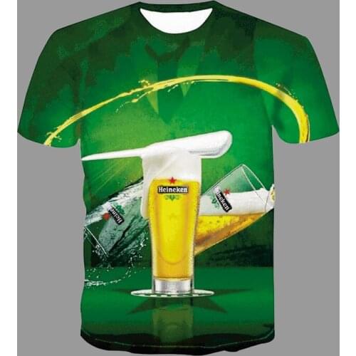 2021 Trendy T-Shirt Men Summer Short Sleeve Beer Printing Tee Tops O-Neck Breathable Mesh Hip Hop Streetwear Casual Tshirt 4XL